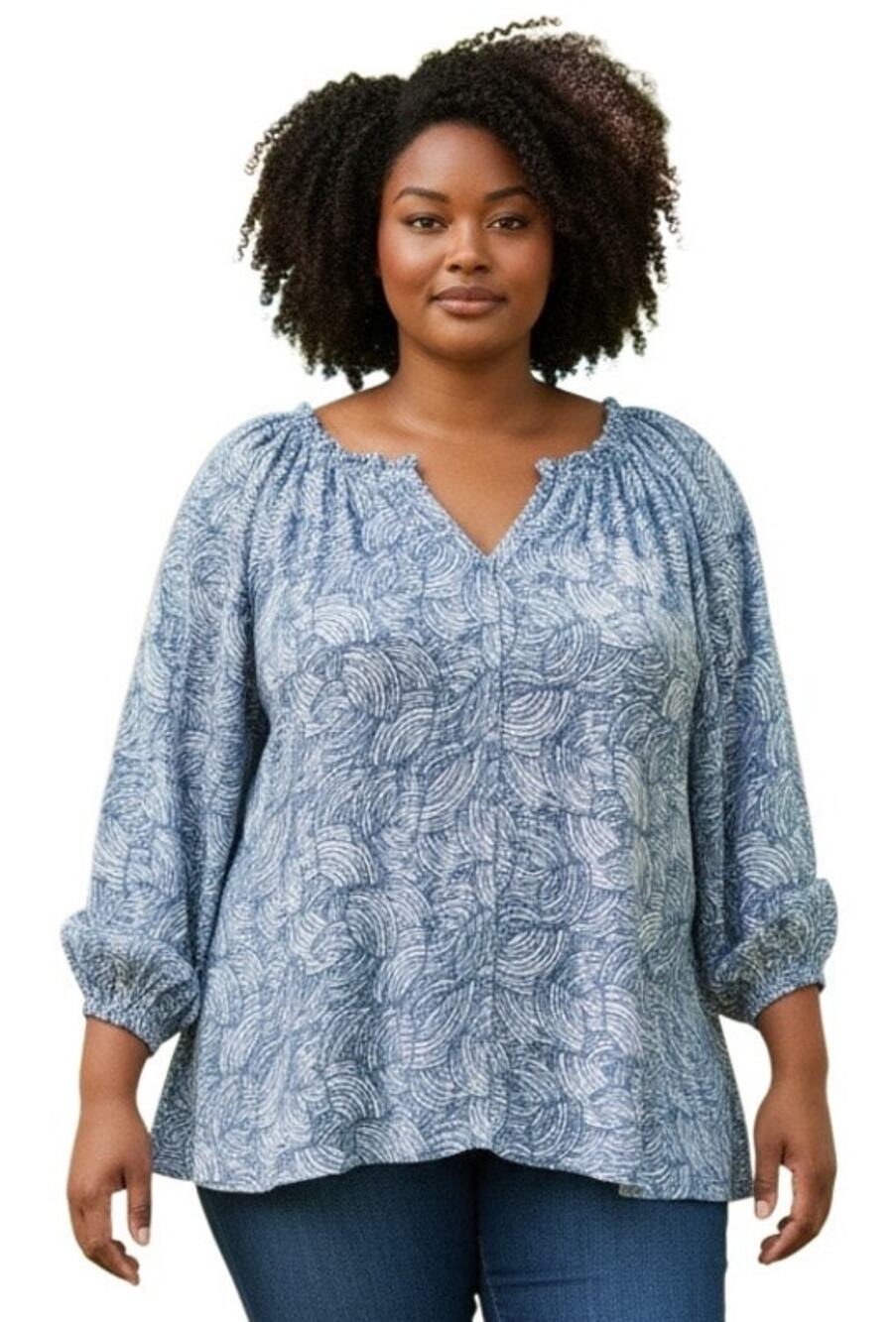 intro. blue patterned Women's Top Size 3X